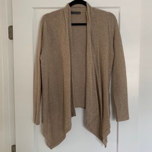 Quinn Cardigan in 100% Cashmere with leather trim